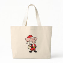 santa claus christmas pig tote bag