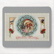 Santa Claus in Mistletoe Wreath Mouse Pads