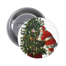 Santa Claus Lighting Candles on the Christmas Tree Pins