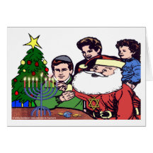 Santa Claus Lighting The Menorah Greeting Card