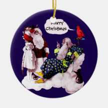 SANTA CLAUS, LITTLE ANGEL & MERLIN Christmas Party Christmas Ornaments