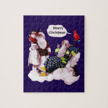 SANTA CLAUS, LITTLE ANGEL & MERLIN Christmas Party Jigsaw Puzzle