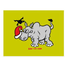 Santa Claus Meets a Rhino Postcard