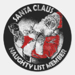 Santa Claus Naughty List Member Round Sticker