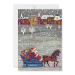 Santa Claus One Horse Open Sleigh in the Snow invitations