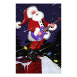 Santa Claus Playing Electric Guitar Stationery Paper
