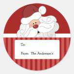 Santa Claus Round Holiday Christmas Tag stickers