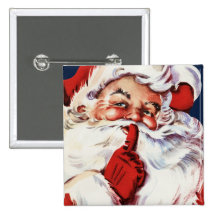 Santa Claus Saying SH-H-H Buttons