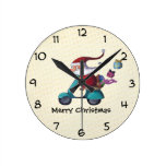 Santa Claus Scooterist Wall Clock