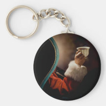 Santa Claus taking a break on Christmas Eve Key Chain