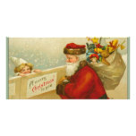 Santa Claus Vintage Merry Christmas Personalised Photo Card