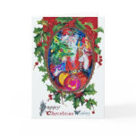 SANTA  CLAUS WITH CHRISTMAS TREE AND GIFTS cards
