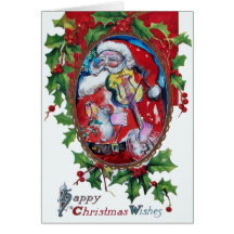 SANTA CLAUS WITH VIOLIN GREETING CARD