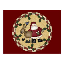 Santa Clause and Reindeer Postcard