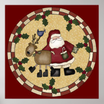 Santa Clause and Reindeer Poster