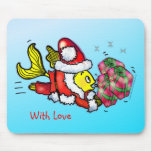 Santa Clause Fish - funny cute Christmas cartoon mousepads