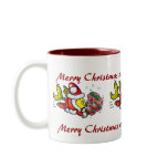 Santa Clause Fish - funny cute Christmas cartoon mugs