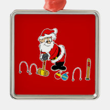 santa croquet with ornaments