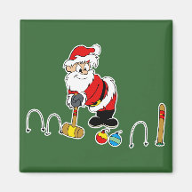 santa croquet with ornaments fridge magnets