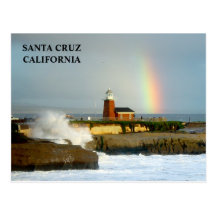 Santa Cruz Lighthouse/Rainbow-Postcard