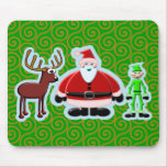 Santa Deer Elf Christmas Design Mouse Pad