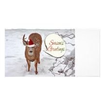 Santa Deer Photo Photo Greeting Card