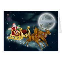 Santa Delivering Gifts on Christmas Eve Cards
