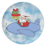 Santa Delivers Presents in Aeroplane Plate