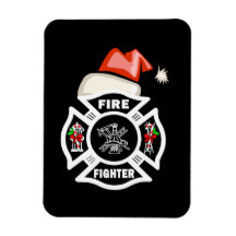 Santa Firefighter Vinyl Magnet