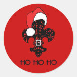 Santa Fleur de lis (red) Round Stickers