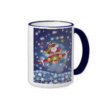 Santa Flying Antique Aeroplane Mug