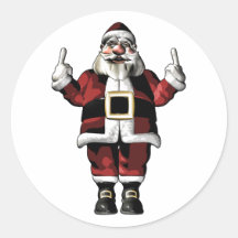 Santa Giving the Finger Stickers