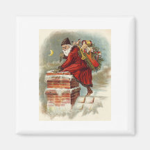 Santa going down the chimney fridge magnets