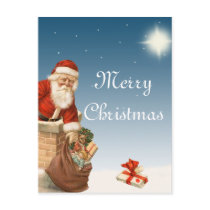Santa going down the Chimney Vintage design
