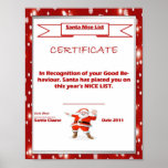 Santa Good List Certificate Template posters