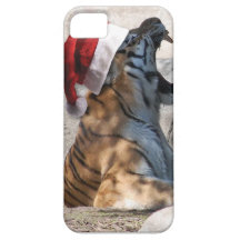 Santa Hat Bengal Tiger iPhone 5 Case