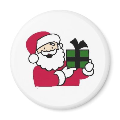 Santa Holding Gift Fridge Magnets by ChristmasStamps