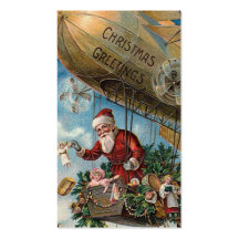 "Santa in a Blimp" Gift Tag Business Card Templates