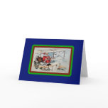 Santa in Bi-Plane - Vintage Christmas Card