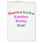 Santa Kicks Easter Bunny Butt! Cards