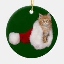 Santa Kitten Christmas Ornament
