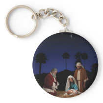 Santa Kneeling at Nativity Key Chain