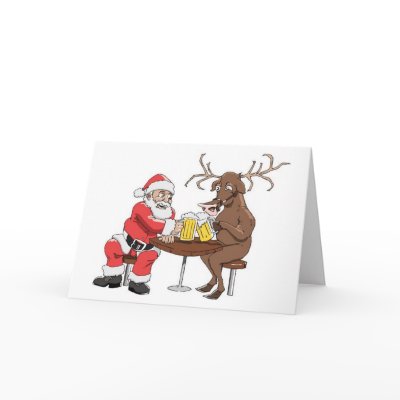 Santa Knows How To Party Greeting Card by funnychristmascards