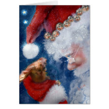 Santa Loves Animals Christmas Card