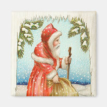 Santa Making Deliveries Vintage Magnet