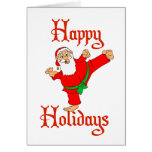 Santa Martial Artist Karate Christmas Holidays Greeting Cards