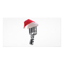 santa microphone custom photo card