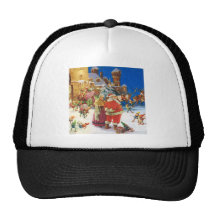 SANTA & MRS. CLAUS AT THE NORTH POLE CASTLE TRUCKER HATS
