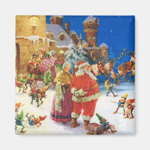 SANTA & MRS. CLAUS AT THE NORTH POLE CASTLE REFRIGERATOR MAGNET