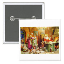 Santa & Mrs. Claus hard at work in the North Pole Pinback Buttons